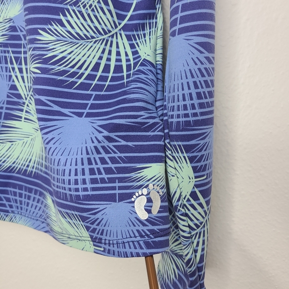 Hang Ten Rash Guard Long Sleeve Quick Dry Hawaiian Floral Blue Size Medium - Picture 10 of 13